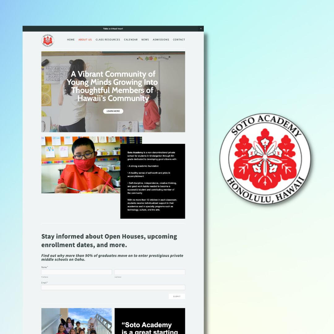 Soto Academy (School K-6 grade): 4AM provided storyboarding, video production, and redesign of About page on their main website and implemented Meta advertising campaign for fall registration.